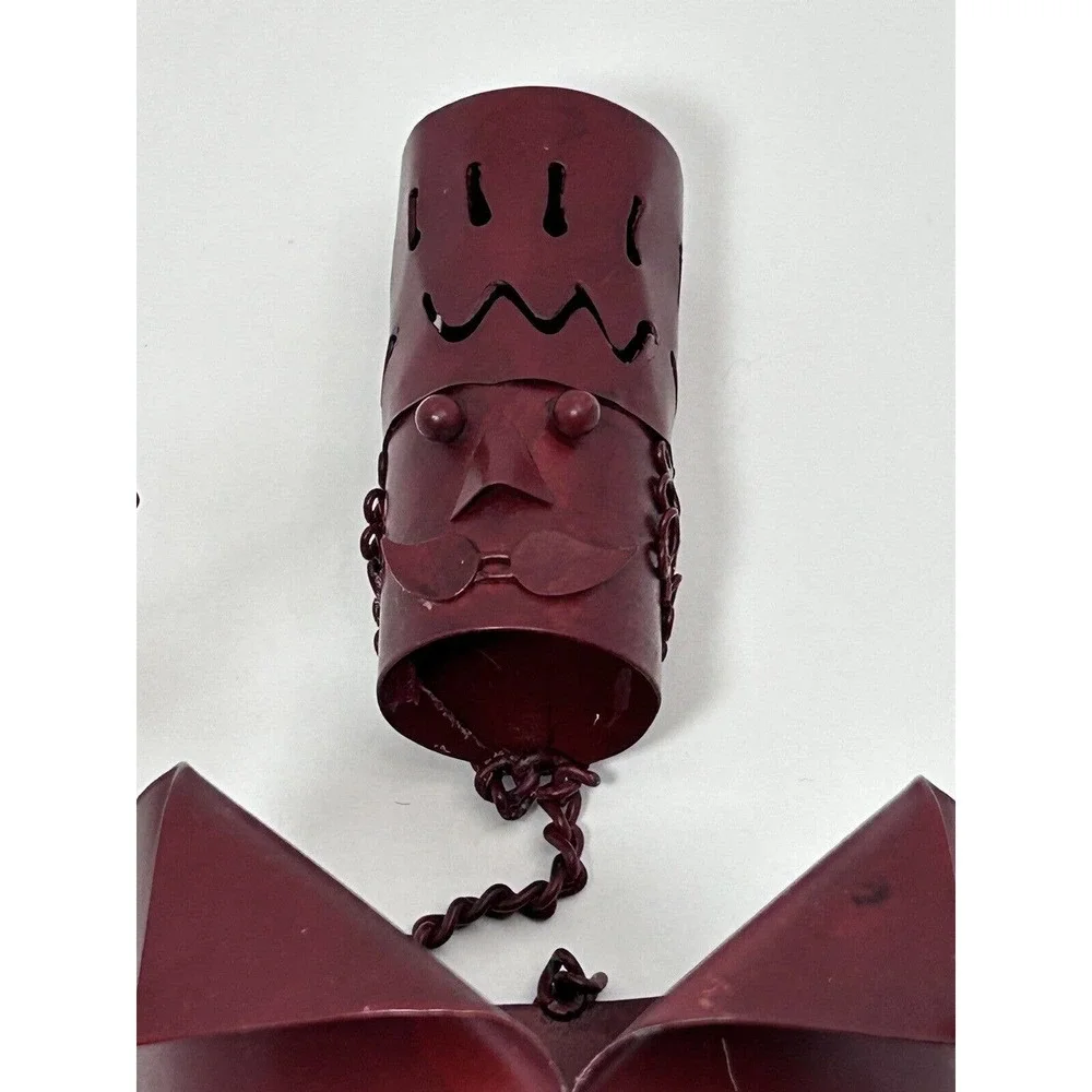 Metal Wine Bottle Holder Waiter Wearing Hat‎ & Tux Ready to Serve , Deep Maroon